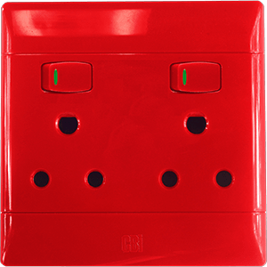 専2 CBI Socket Double 2x16A RSA Dedicated 100x100 Red PS677R-P | Voltex