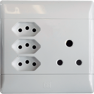 CBI Socket 1x16A RSA 3xV-Slim Unswitched 100x100 White PS683R-P
