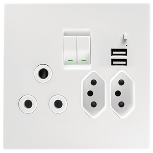 Crabtree Topaz Socket 1x16A RSA + 2xV-Slim + 2xUSB Switched