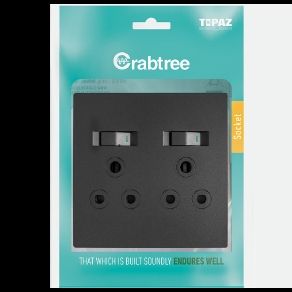 ワタ、2/5 Crabtree Topaz Double Switched Socket Graphite 15232/249P | Voltex