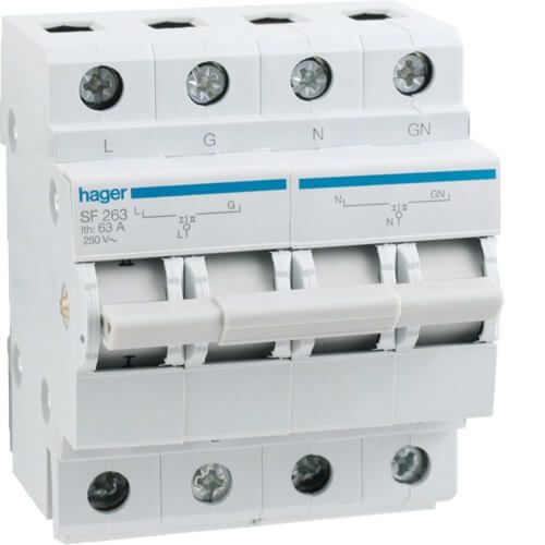 Hager Changeover Switch 2 Pole 63A Centre Off SF263 | Voltex