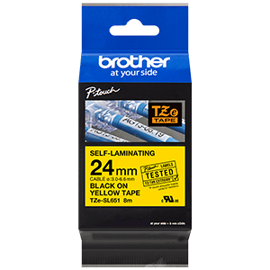 Brother Black On Yellow Self-Laminating Tape 24mm TZe-SL651 | Voltex