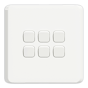 Schneider Iconic Switch Six Lever Grid Plate 100x100 White 4044GC6L_XW