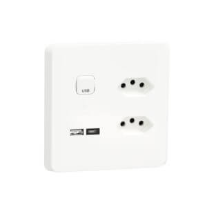 Schneider Iconic Socket 2xV-Slim + 2xUSB 100x100 White 4022USBAC_XW