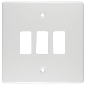 CRABTREE CLASSIC SWITCH COVER PLATE 4x4 3LEVER WHITE 6577/101