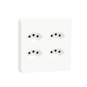 Schneider Iconic Socket 4xV-Slim Unswitched 100x100 White 4024_XW