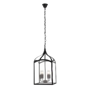 BRIGHTSTAR PENDANT 11W E14 PEN714 BLACK 4 GLASS PANEL