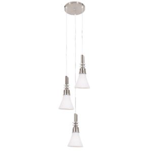 BRIGHTSTAR PENDANT 60W E27 PEN076/3 SATIN CHROME WITH WHITE GLASS