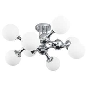 BRIGHTSTAR CEILING FITTING 8X60W E27  POLISHED CHROME WITH WHITE SHADE CF381/8 CHROME