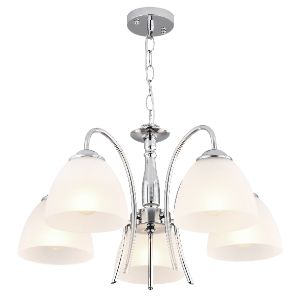 BRIGHTSTAR CHANDELIER 5X60W E27 POLISHED FROSTED GLASS CH079/5 CHROME