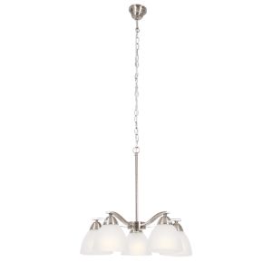 BRIGHTSTAR CHANDELIER 5X60W SATIN CHROME FROSTED GLASS CH167/5 SATIN