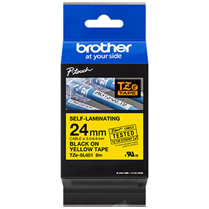 Brother Black On Yellow Self-Laminating Tape 24mm TZe-SL651