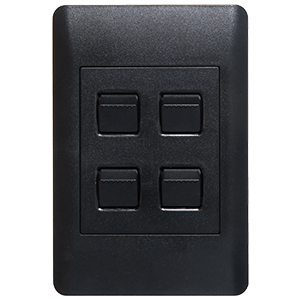 Lesco Apollo Switch Four Lever 1-Way 100x50 Sapphire Black AP42SW4/1-SB