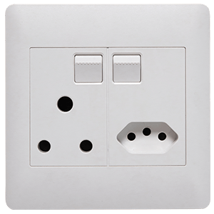 Lesco Apollo Socket 1x16A RSA + 1xV-Slim 100x100 White AP44X-WH