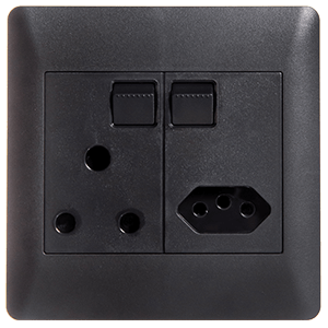 LLesco Apollo Socket 1x16A RSA + 1xV-Slim 100x100 Saphire Black AP44X-SB