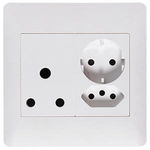 Lesco Apollo Socket 1x16A RSA + 1xV-Slim + 1x Schuko 100x100 White AP44YXUN-WH