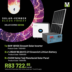 Solar Combo: 1 x Growatt Off-Grid Solar Inverter 6kW + 2 x Greenrich Lithium Battery 4.95kWh + 8 x 545W Haitai Solar panel