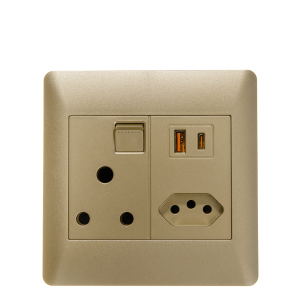 Lesco Apollo Socket USB 16A 100x100 Elegant Gold AP44XUC20W-EG