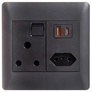 Lesco Apollo Socket 16A RSA 100x100 Black AP44XUC20W-SB