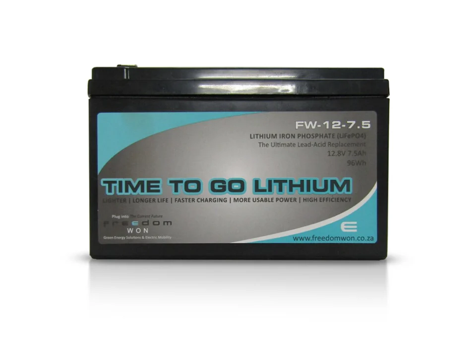 Freedom Won FW 12-7.5 12.8V lithium battery 7.5Ah for gate motors and small backup systems