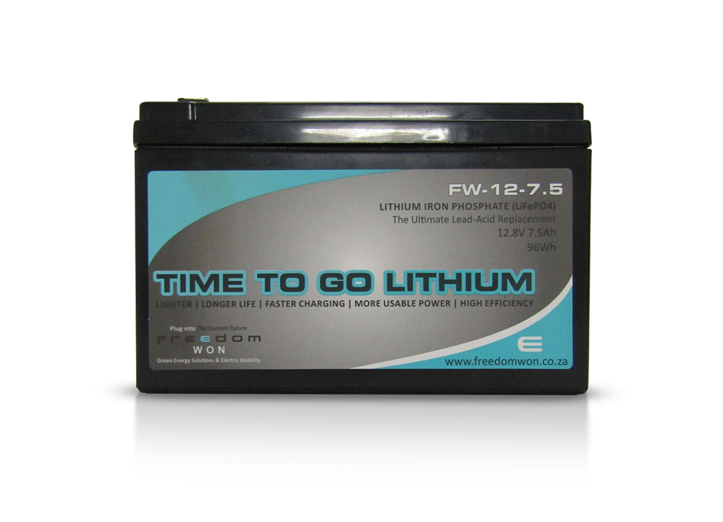 Freedom Won FW 12-7.5 12.8V lithium battery 7.5Ah for gate motors and small backup systems