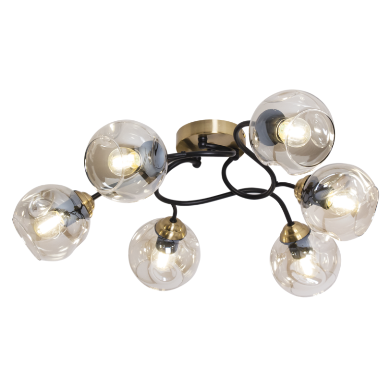 Bright Star Ceiling Fitting with Cognac Colour Glass